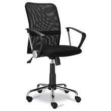 SILLON P/OFIC. CUERINA BULK MESH BAJO,NEGR,B/CROM,R/M