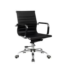 SILLON P/OFIC. CUERINA BULK ALUMINIUM BAJO,NEGRO,B/CR