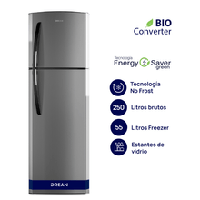 Heladera con freezer Drean RDA250FVRT 250 Ltrs Steel