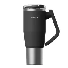 Vaso Térmico Peabody 1.2L Negro con Manija Giratoria y Doble Tapa