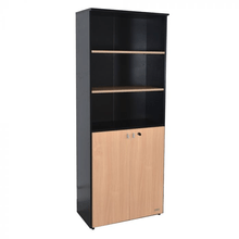 Biblioteca Platinum 530 Negro/Haya con 2 Puertas Bajas con Cerradura y 4 Estantes – 1.88 m de Alto