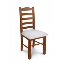 Silla M. Patria Ergon – Madera Caoba, Tapizado en Cuerina Beige