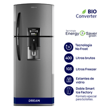Heladera con freezer DREAN RDP400FZRT, 400L Acero inoxidable