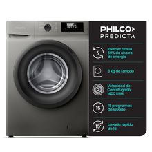 Lavarropas Philco Phlf8014pi2 8KG  | Plata