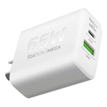 Cargador Rápido FOXBOX MEGA 65W | USB-A + USB-C, Color Blanco