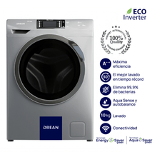 Lavarropas Drean LFDR1012TG0 – 10 kg, Inverter, 1200 RPM, Wi-Fi, Gris