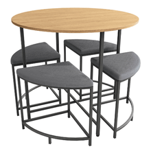 Mesa redonda + 4 bancos Kappesberg LI038 Negro/Canela