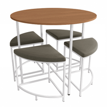 Mesa Redonda + 4 Bancos  Kappesberg LI038 Canela/Blanco