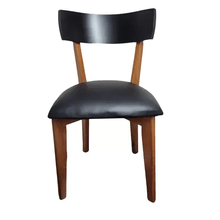 Sillas de madera con cuerina Armonia Cedro/Tapiz Negro