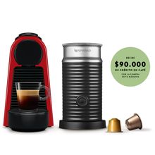 Cafetera Nespresso Essenza Mini Roja con Espumador Aeroccino 3 | Modelo A3KD30-AR